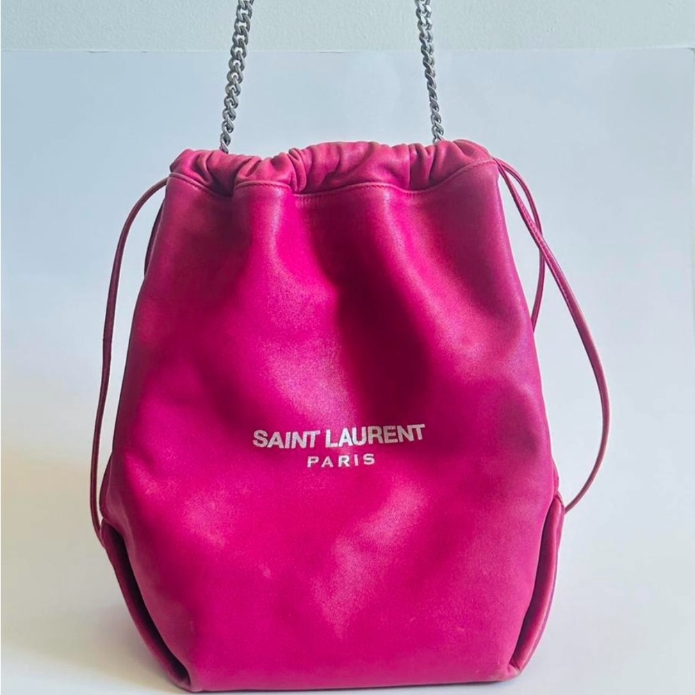 Saint Laurent Leather Teddy Small Bucket Bag